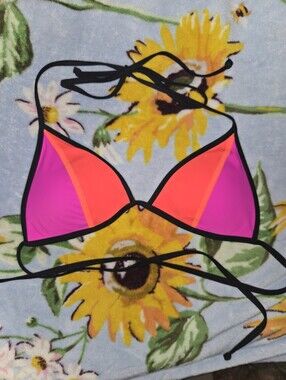 Neon Pink/Orange Triangle Bikini Top
